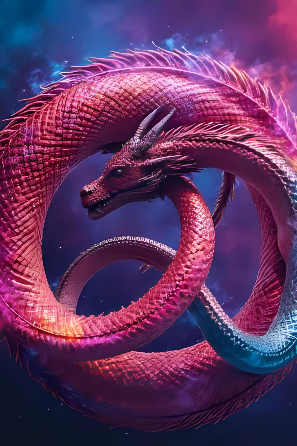 Symbolic representation of transformation with a person standing beside spirit animals like a snake, owl, and wolf