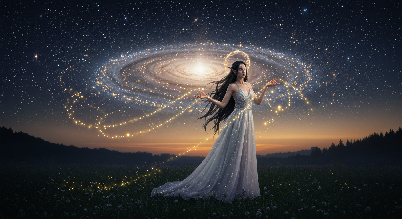 A person surrounded by glowing or shadowy energy forms symbolizing unseen external entities subtly influencing thoughts, emotions, and energy levels.