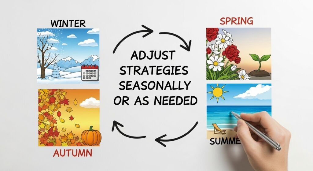 Adjust strategies seasonally or as needed.