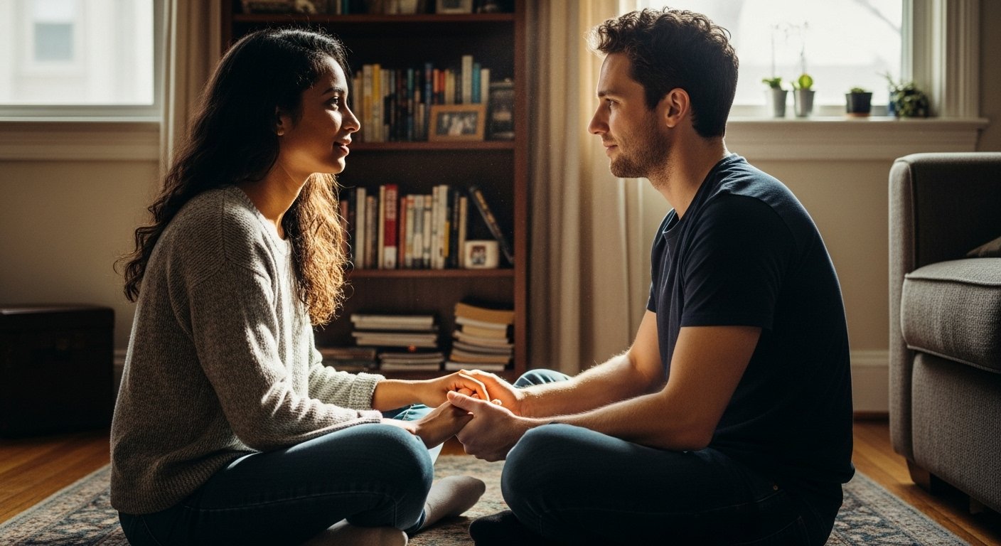 Couple practicing deepening in relationships through trust, emotional connection, and authentic communication.