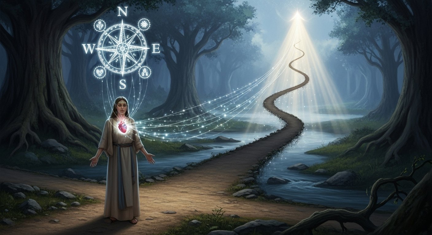 Spiritual perspective on ethical decision-making, aligning choices with integrity and higher purpose.