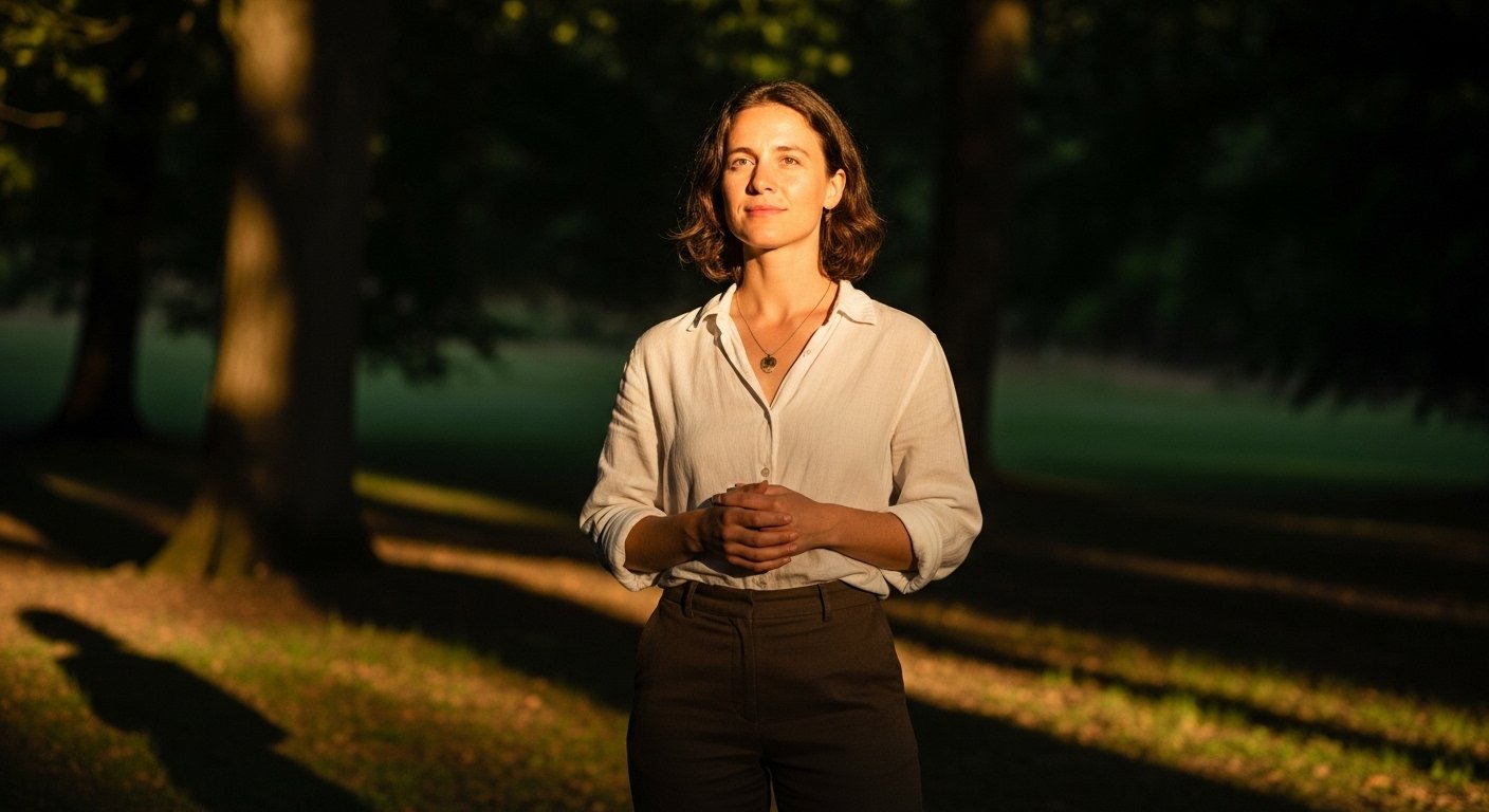 A mindful person standing confidently in sunlight, symbolizing moral courage and authentic living inspired by Bahlon’s teachings on personal growth.