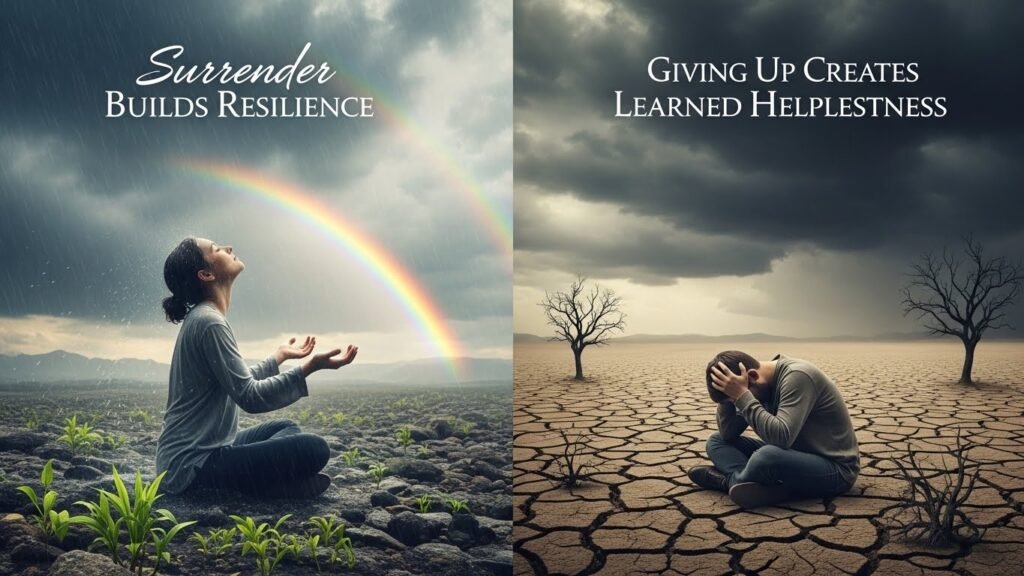 Surrender Builds Resilience vs. Giving Up Creates Learned Helplessness 