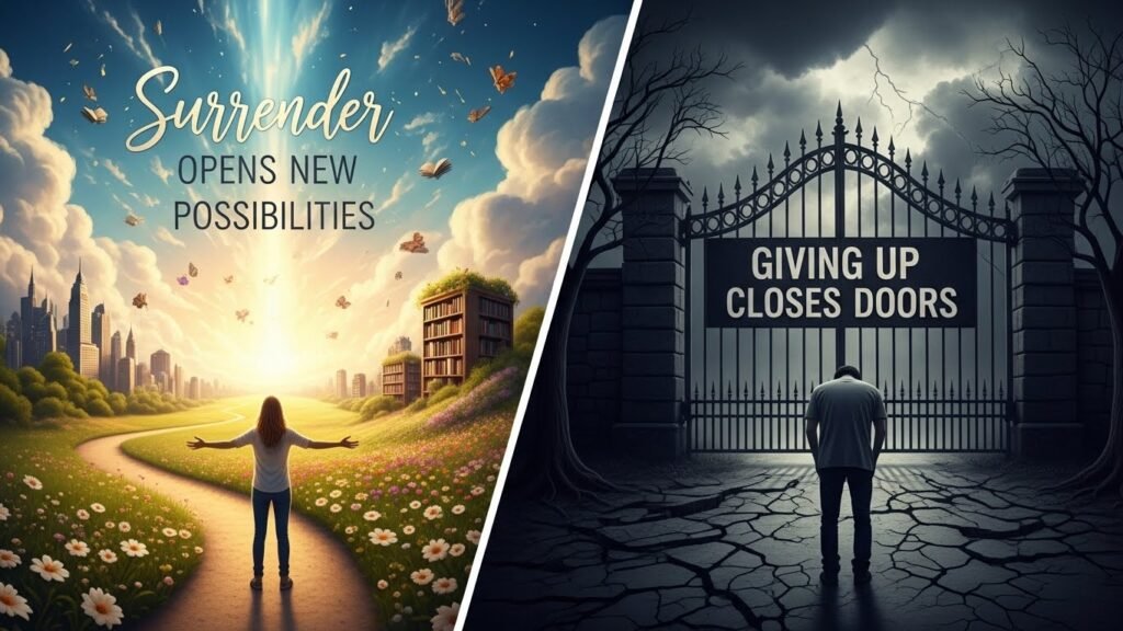 Surrender Opens New Possibilities vs. Giving Up Closes Doors 