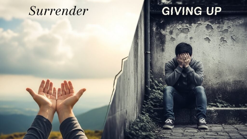 The distinction between surrender vs. giving up represents one of the most profound yet misunderstood concepts in personal development psychology. Surrender is an active, empowering choice to accept what you cannot change while maintaining your inner power and openness to new possibilities. 