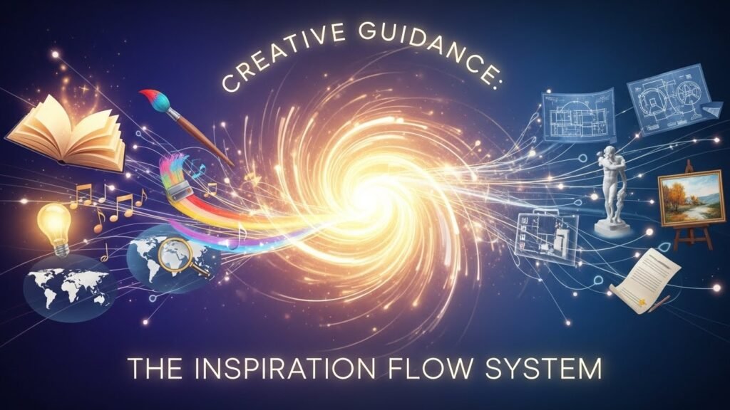 Creative guidance accesses the dimension of consciousness where inspiration, innovation, and creative solutions emerge spontaneously without forced effort or strategic planning. 
