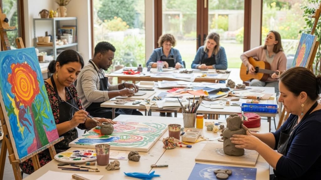 Expressive arts therapy, a creative healing-focused type of healing path, channels pain through painting, music, or dance to bypass verbal limitations and advance healing