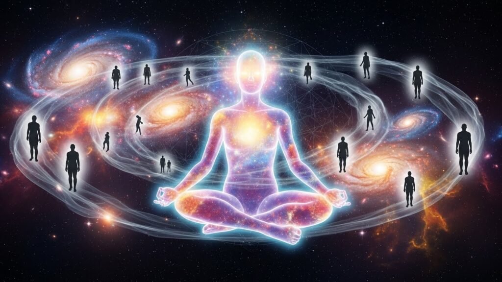 Transcendent awakening involves consciousness evolution beyond human identification into identification with pure awareness, emptiness, or divine essence.