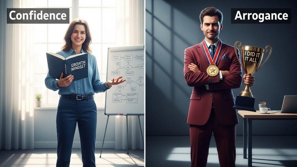 The distinction between confidence vs. arrogance represents one of the most crucial yet misunderstood aspects of leadership. 